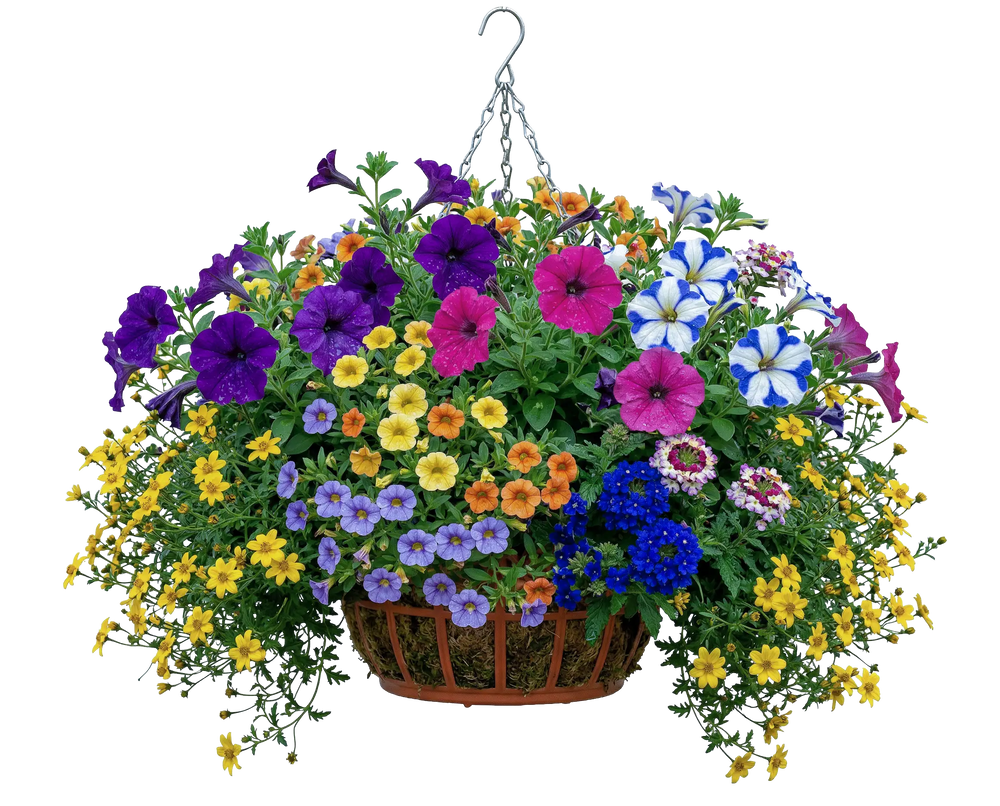 Blumenampel bepflanzt
